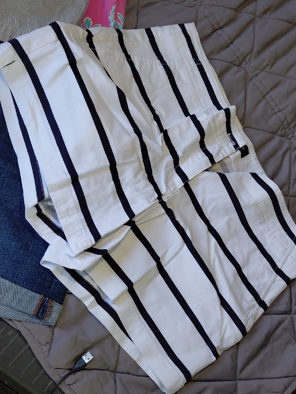 Nautica White Shorts with Navy Stripes